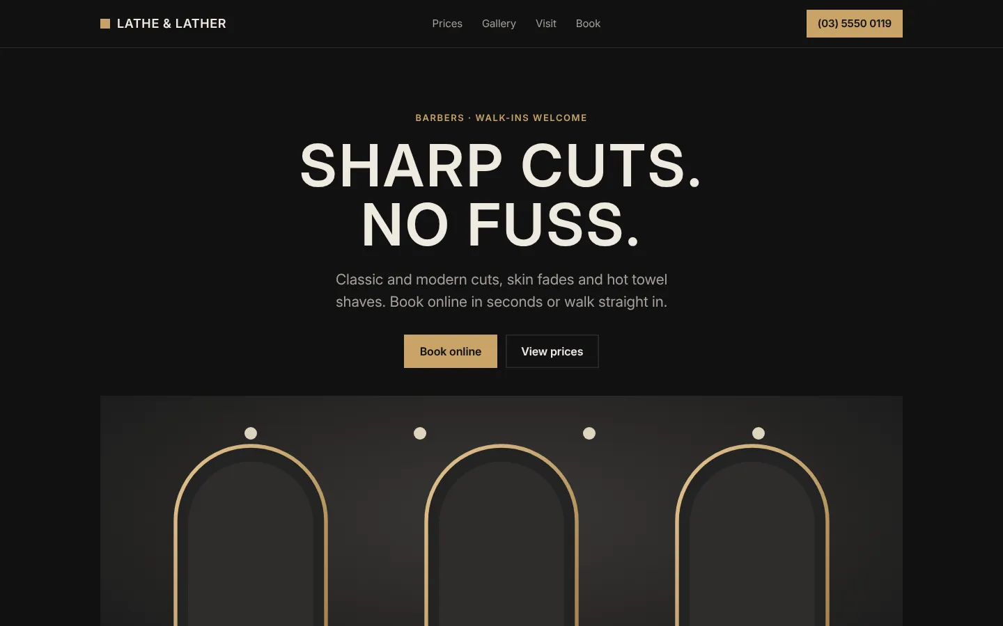 Lathe & Lather concept website on a desktop screen